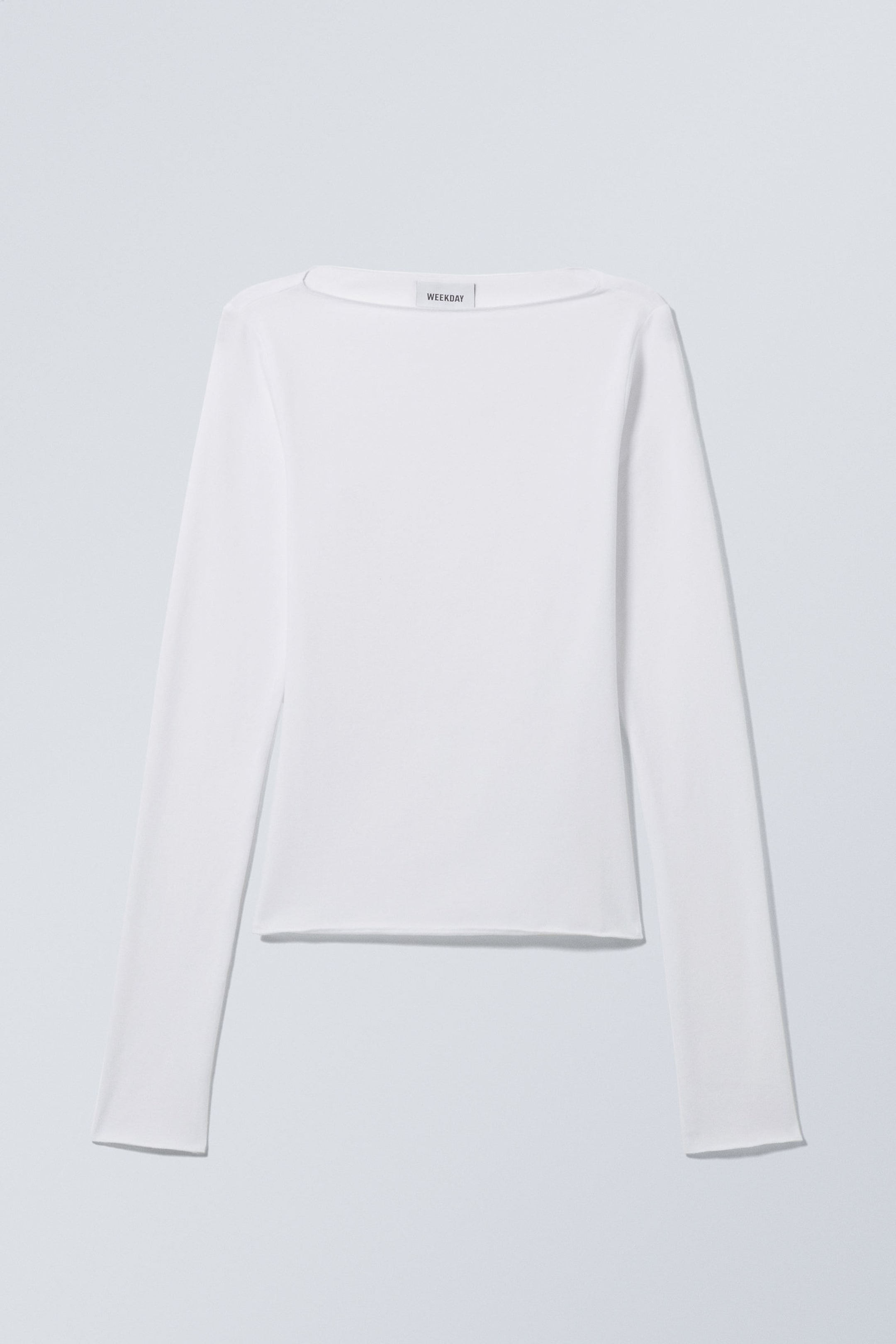 Wit - Katoenen longsleeve met boothals - 0