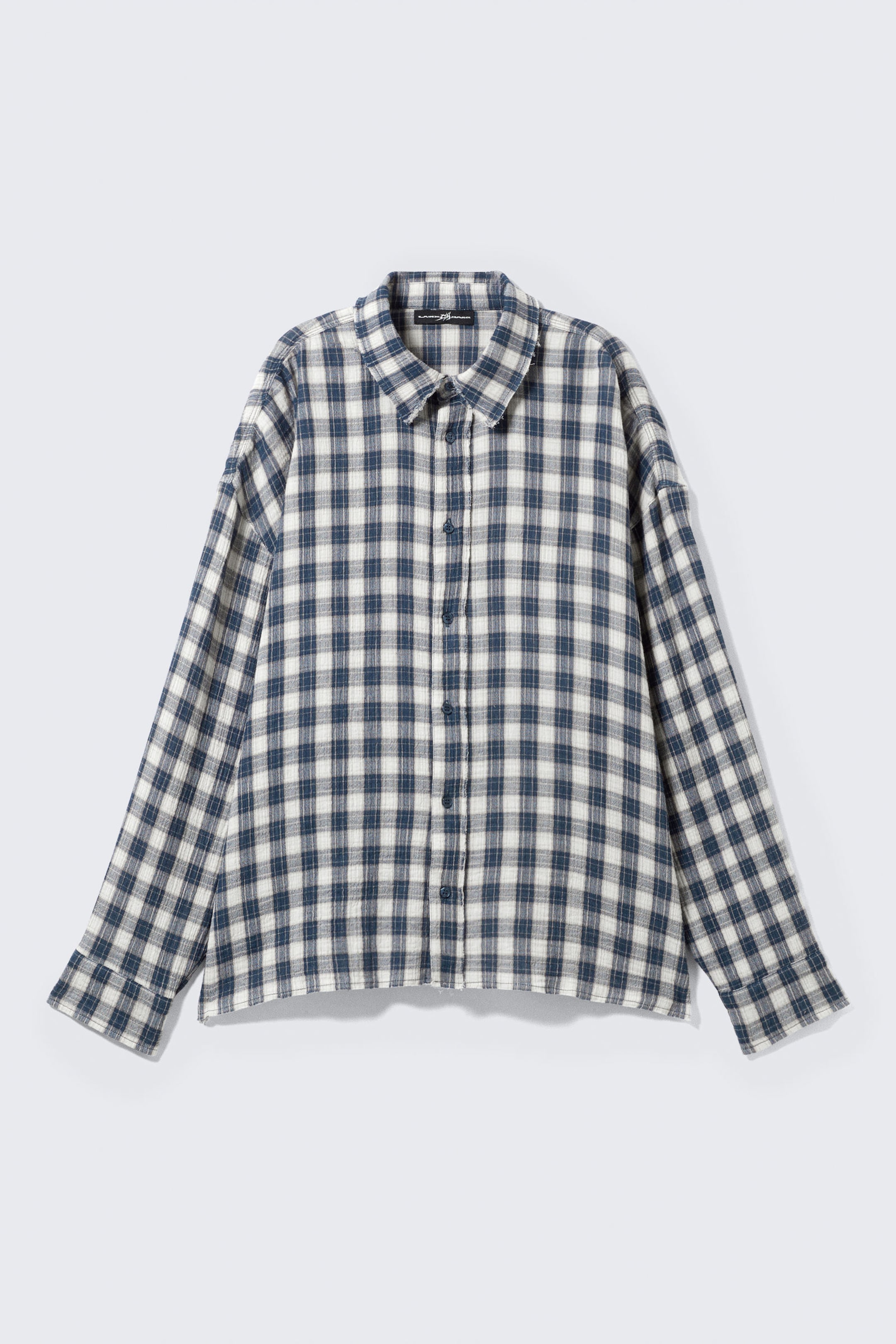 Checked Dark Blue - CM x LB Checked Long-Sleeved Unisex Shirt - 7