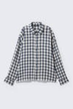 Checked Dark Blue - CM x LB Checked Long-Sleeved Unisex Shirt - 7