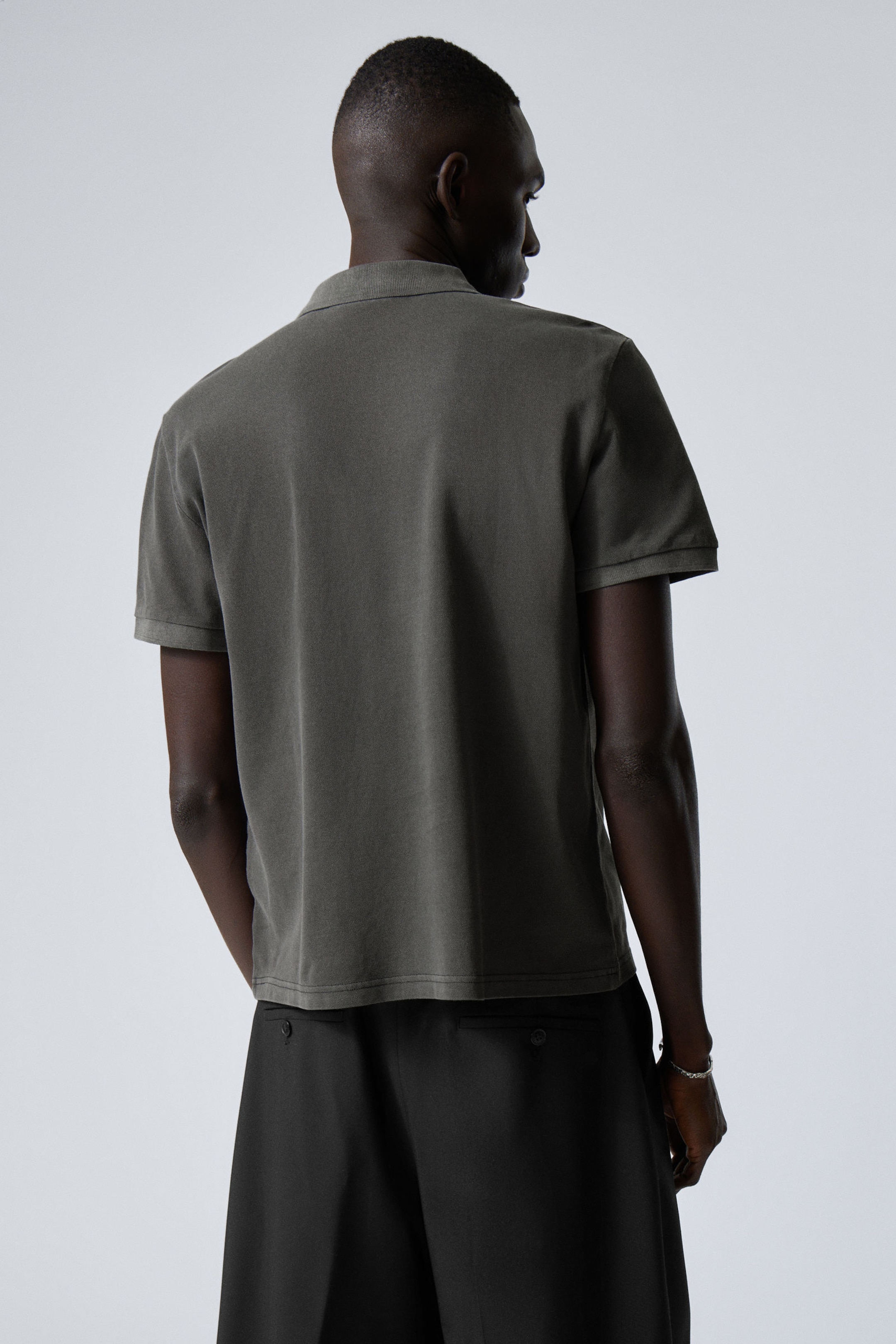 Dark Grey - Short-Sleeved Cotton Piqué Polo Shirt - 3