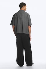 Checked Grey - Loose Short-Sleeved Resort Shirt - 2