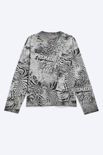 Taupe foncé - Psychédélique - T-shirt carré graphique à manches longues Great - 4