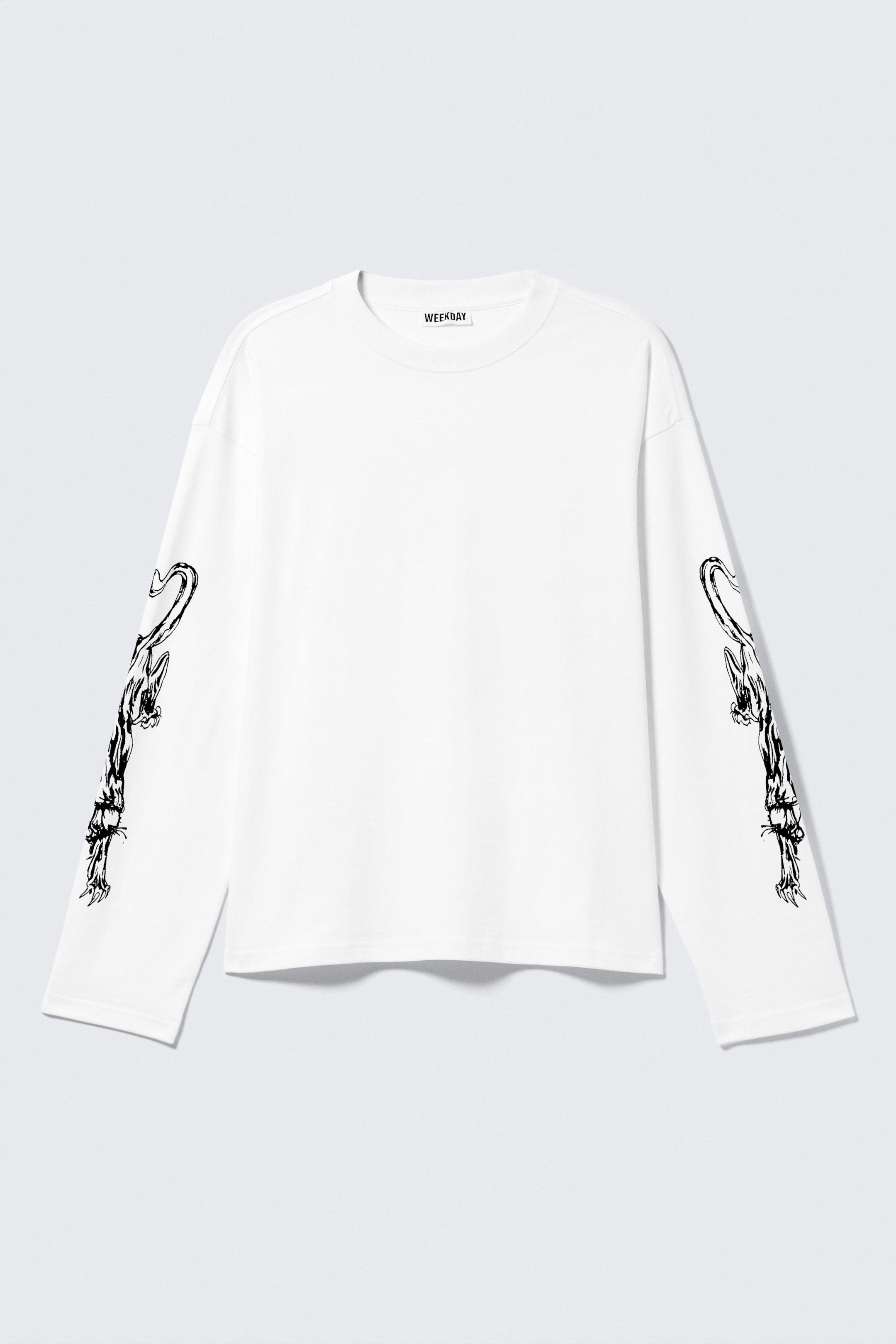 Vit - Angry Panthers - Långärmad Grafisk T-shirt - 3