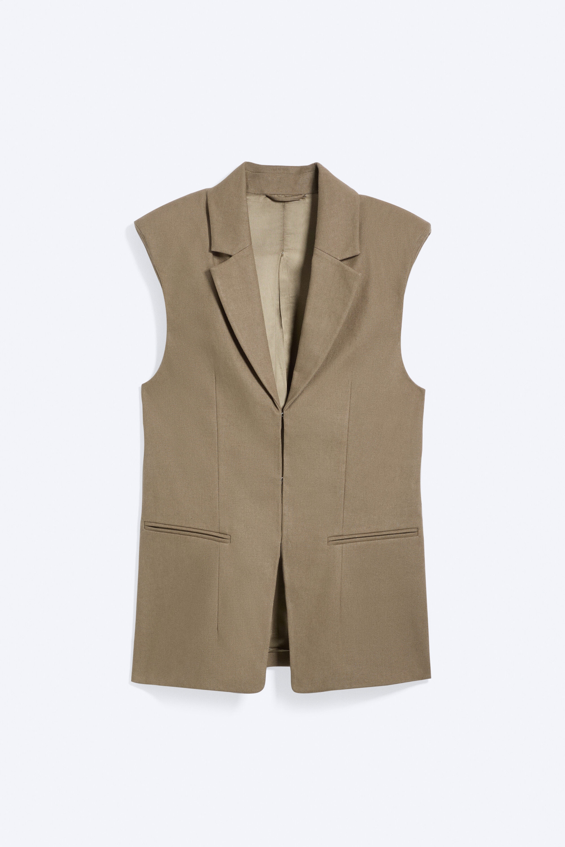 Dark Beige - Relaxed Linen blend vest - 4