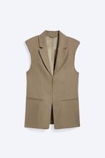 Dark Beige - Relaxed Linen blend vest - 4