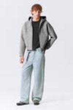 Grau meliert - "Stardust" - Graphischer Zip-Hoodie Simon aus Scuba-Stoff - 2