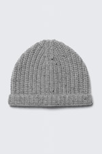 Gris chiné - Bonnet côtelé - 0
