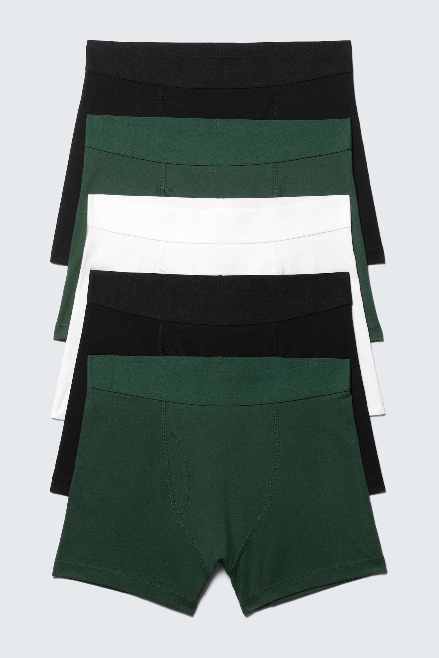 Bokserki 5-pak - Czarny/Biały/Ciemnozielony/Czarny/Biały/Granatowy/Biały/Czarny/Czarny/Beżowy/Zielony/Biały/Czarny/Brązowy/Zielony - 1