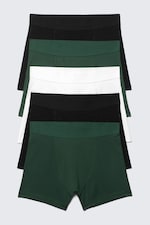 Black/White/Dark Green - 5-pack Boxer Briefs - 0