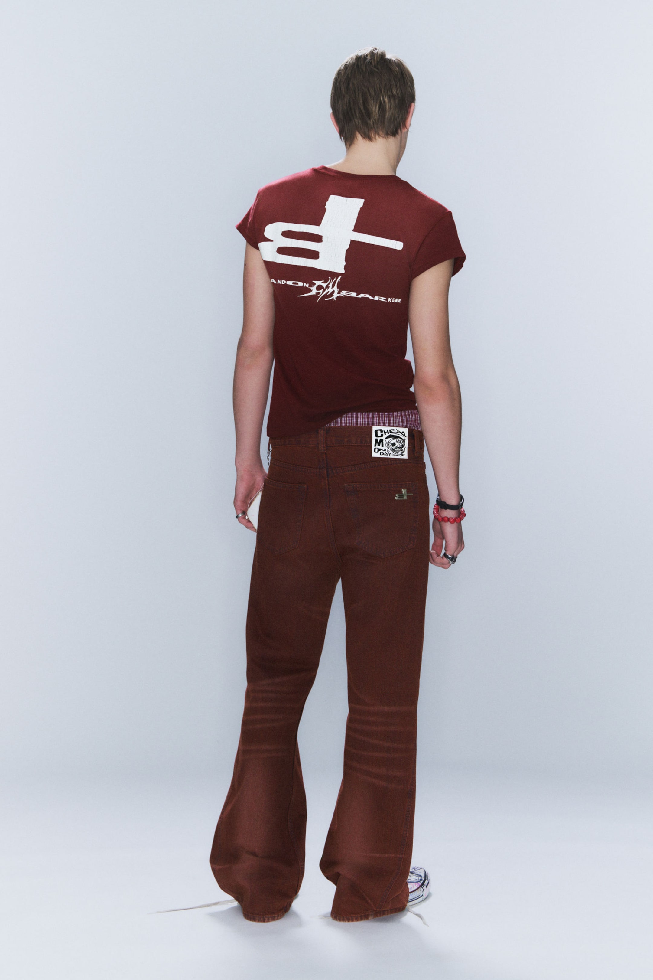 Verwaschenes Dunkelrot - CM x LB Boo Bootleg Washed Red Unisex Jeans - 5