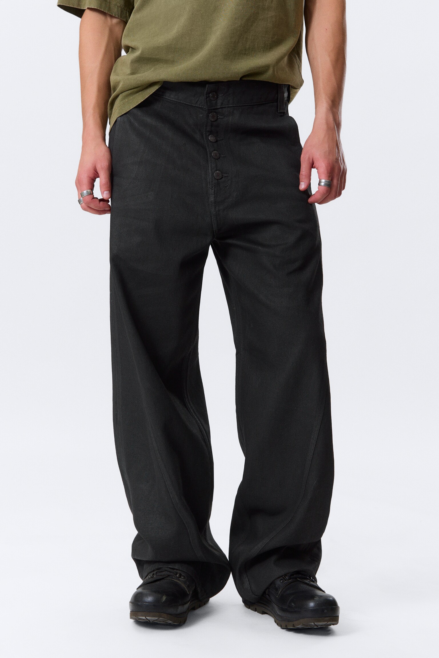 Astro Loose Utility Baggy Leg Jeans - Black Coating - Black - 10