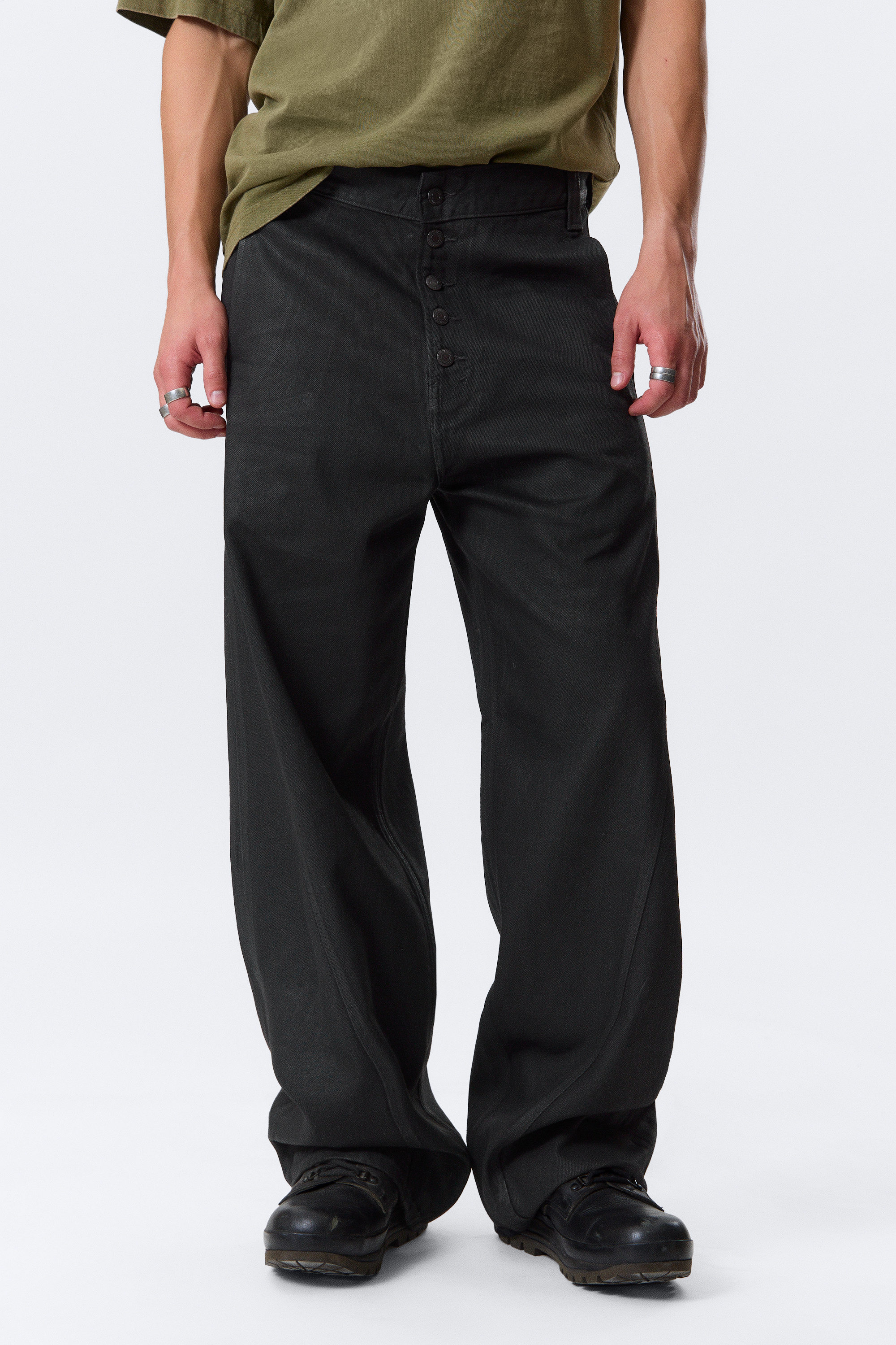 Black Coating - Svart - Astro Loose Utility Baggy Leg Jeans - 2