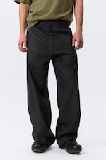 Black Coating - Black - Astro Loose Utility Baggy Leg Unisex Jeans - 2