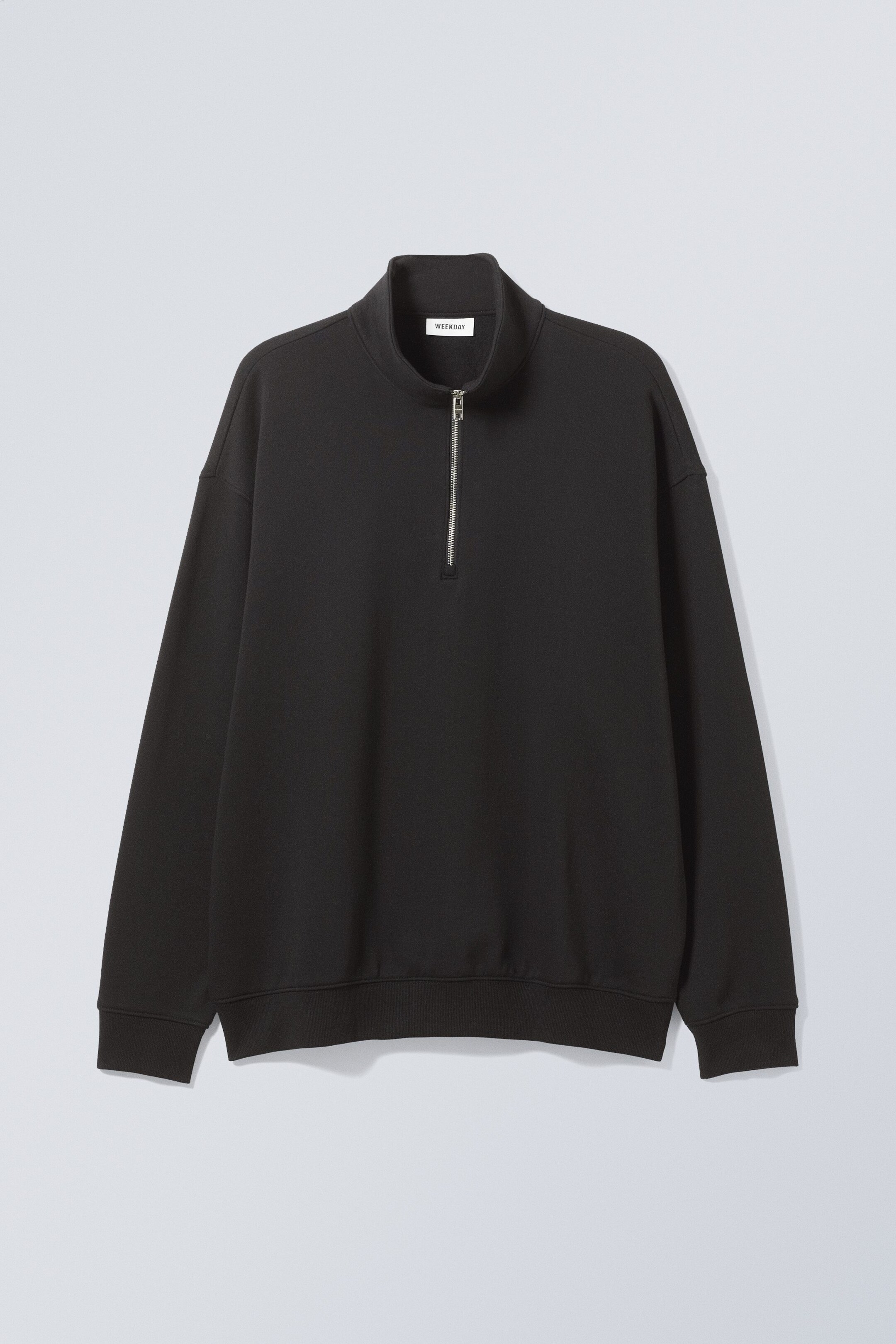 Schwarz - Oversized-Sweatshirt mit kurzem Reißverschluss - 0