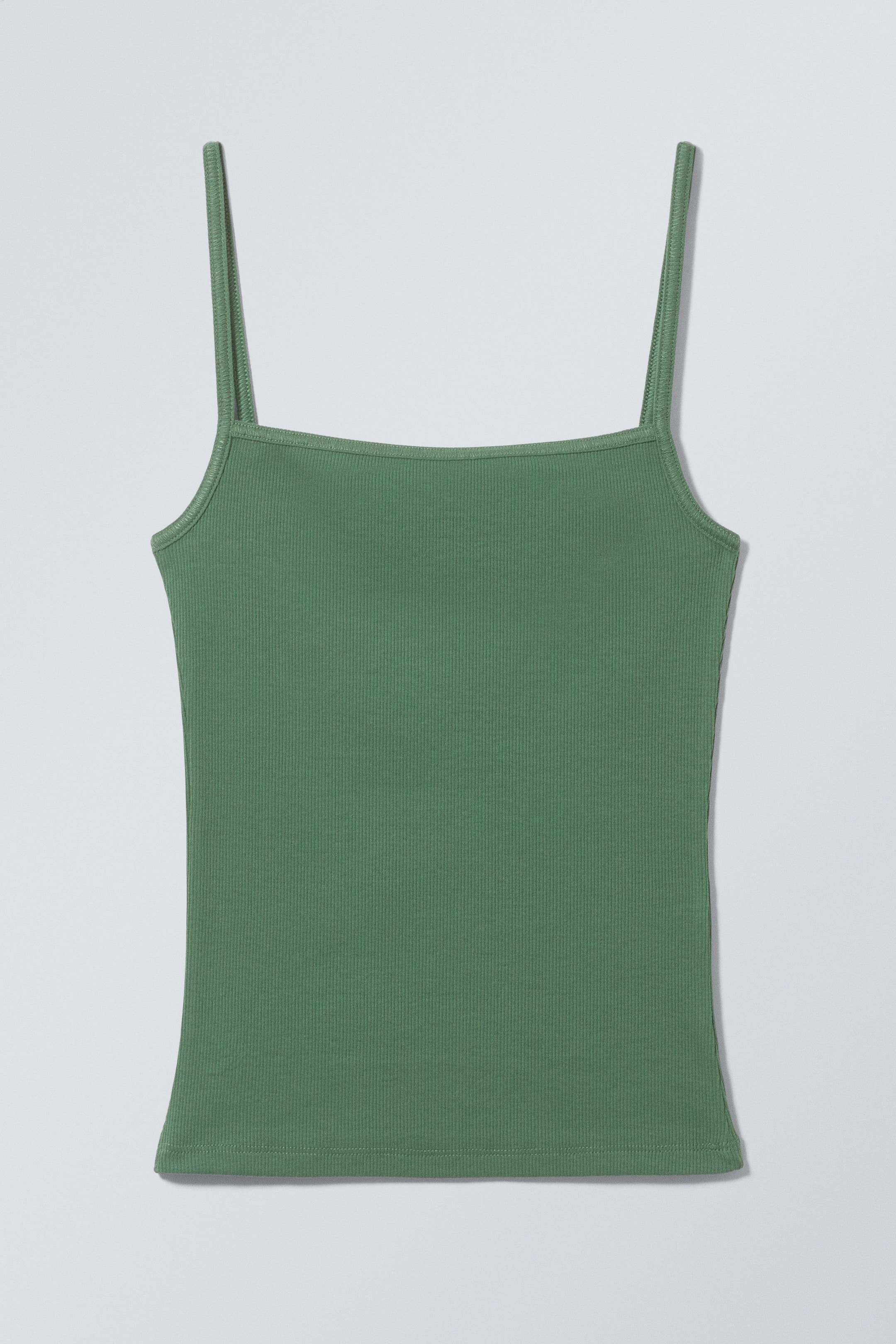 Dark Green - Square Neck Rib Singlet - 0