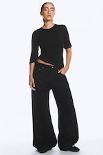 Schwarz - Solar Regular Waist Loose Wide Unisex Jeans - 1