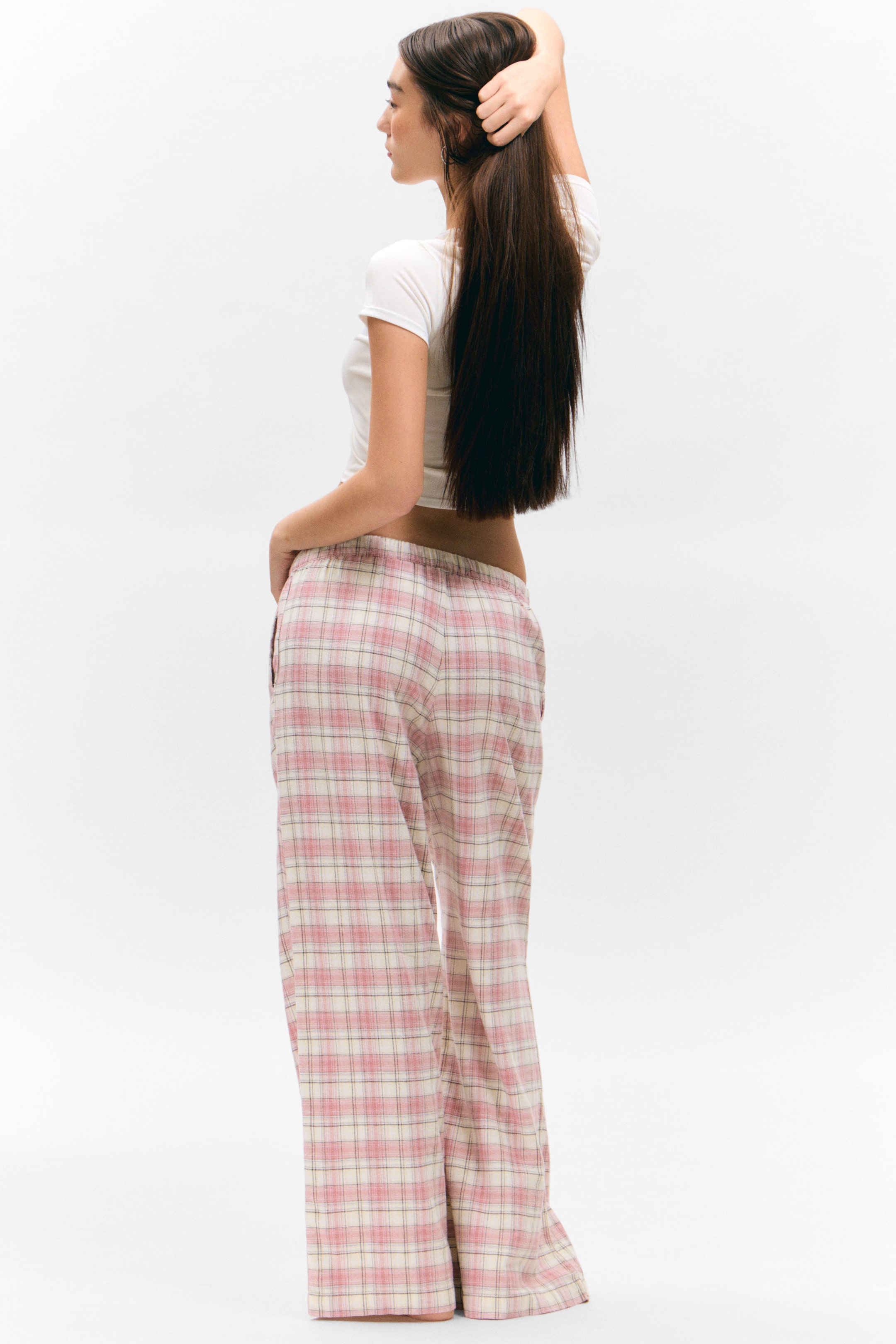 Pink & Weiß kariert - Flanell-Pyjamahose - 3