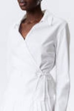 White - Long-Sleeved Wrap Poplin Shirt - 2