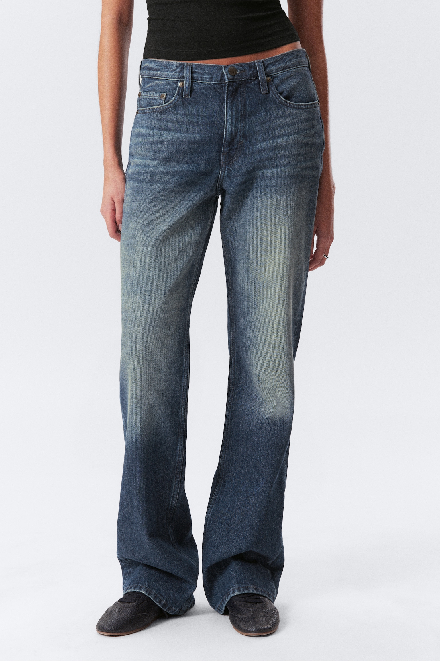 Moon Mid Rise Regular Bootcut Leg Jeans - Deep Cyan - Medium Blue/Seventeen Blue - Albastru mediu/Tuned Negru - Negru/Aeon Blue - Light Blue - 6