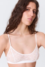 Blanc - Soutien-gorge en dentelle tourbillonnante à encolure dégagée - 1