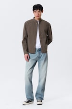 Striped Brown - Relaxed Striped Button-down Shirt - 0