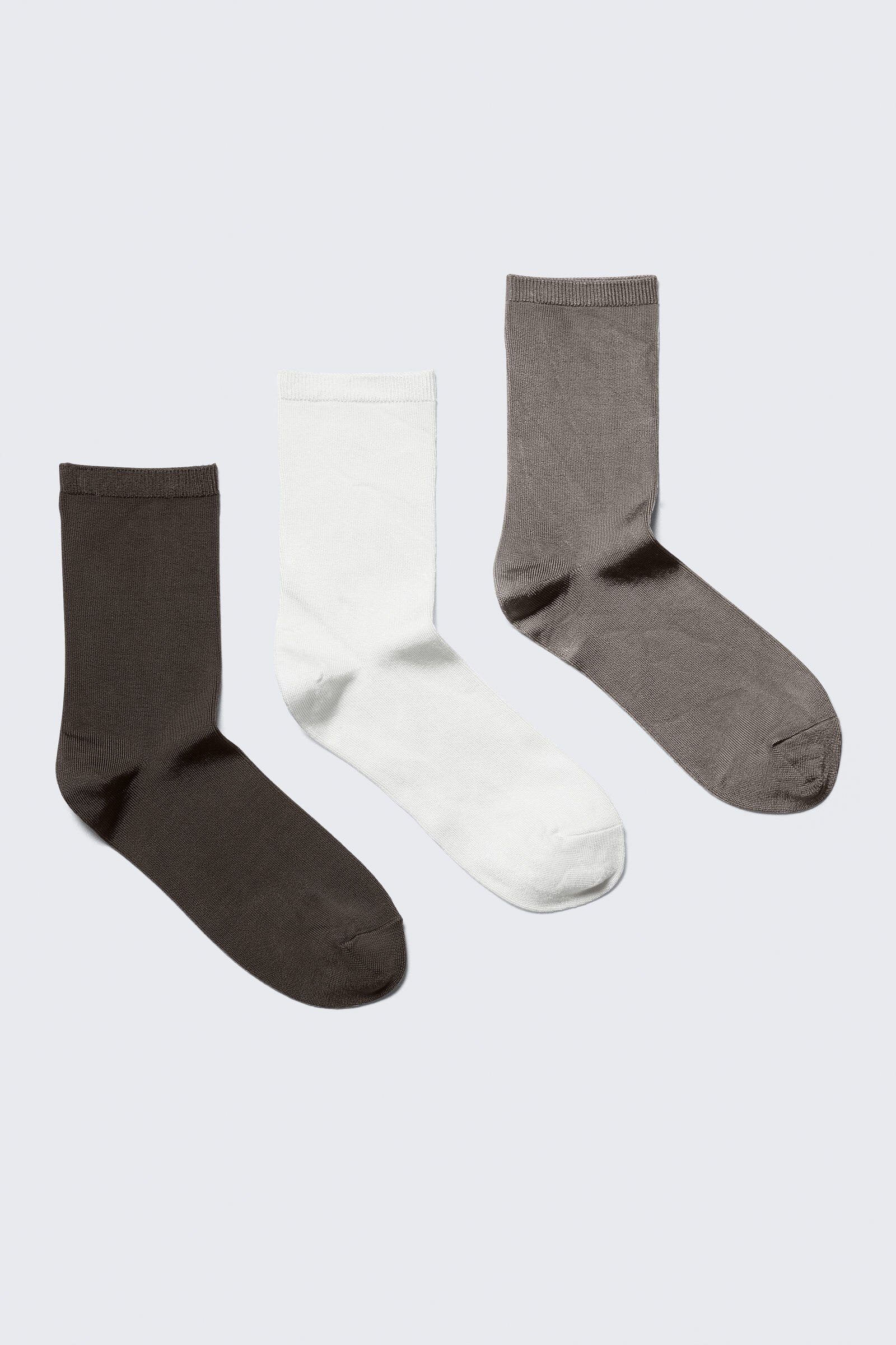 3-pack frill edge short socks - Beige/White/Grey | Weekday WW