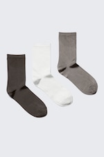 Dark Brown/White/Brown - 3-pack Shiny Socks - 0