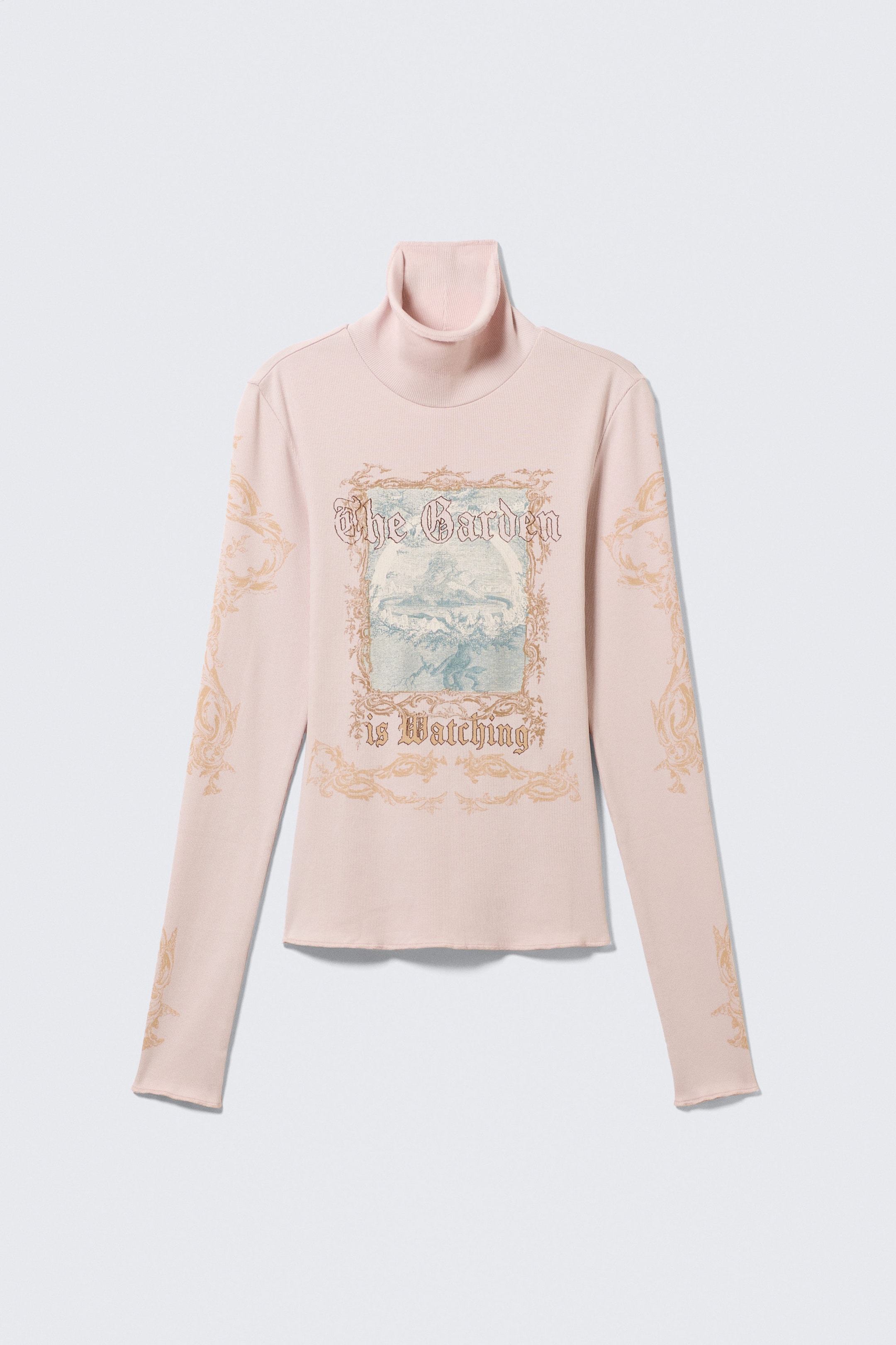 Light Pink - The Garden - Fitted Turtleneck Top - 3