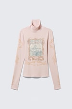 Light Pink - The Garden - Fitted Turtleneck Top - 3