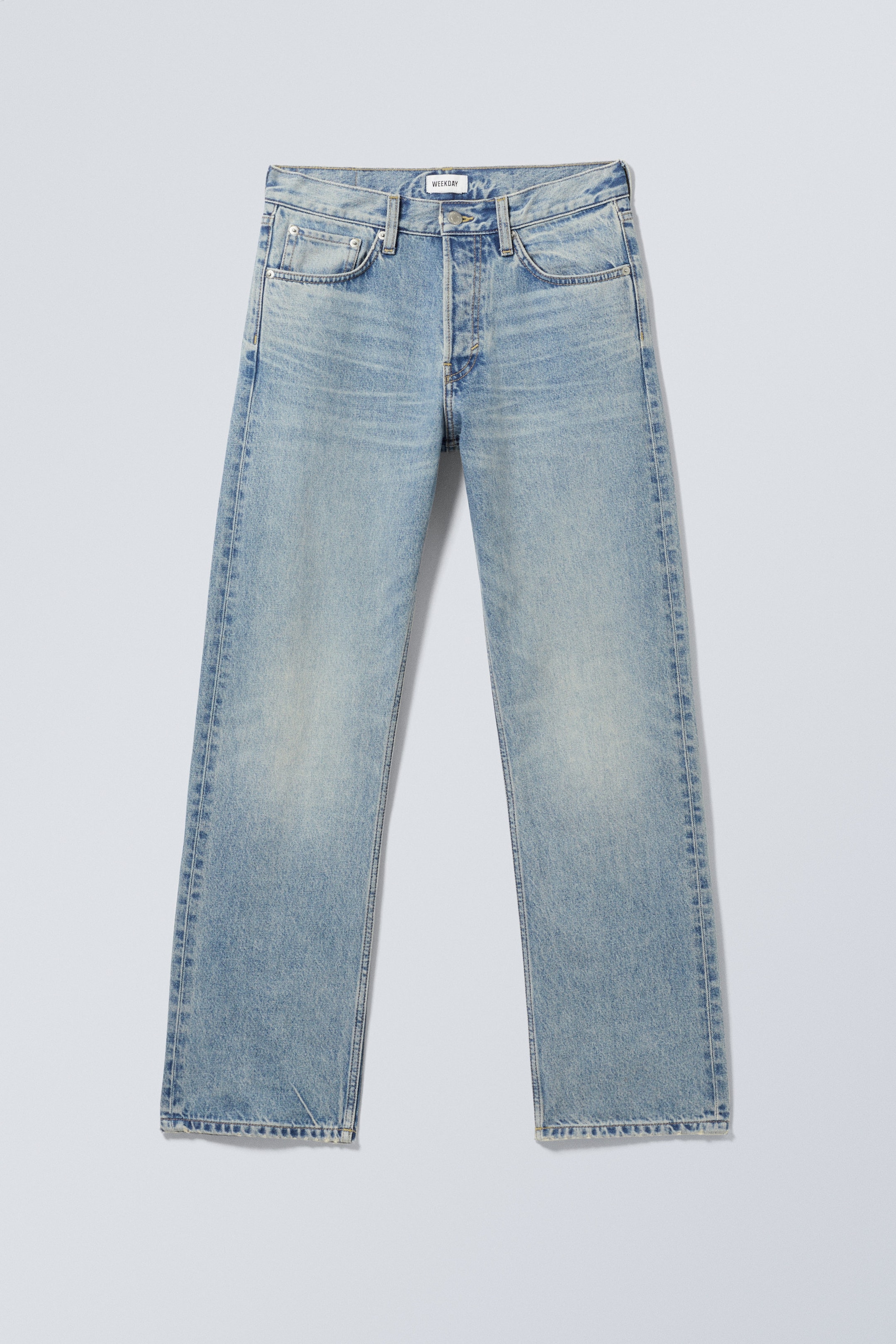 Seventeen Blue - Mellanblå - Orbit Mid Waist Regular Straight Leg Jeans - 0