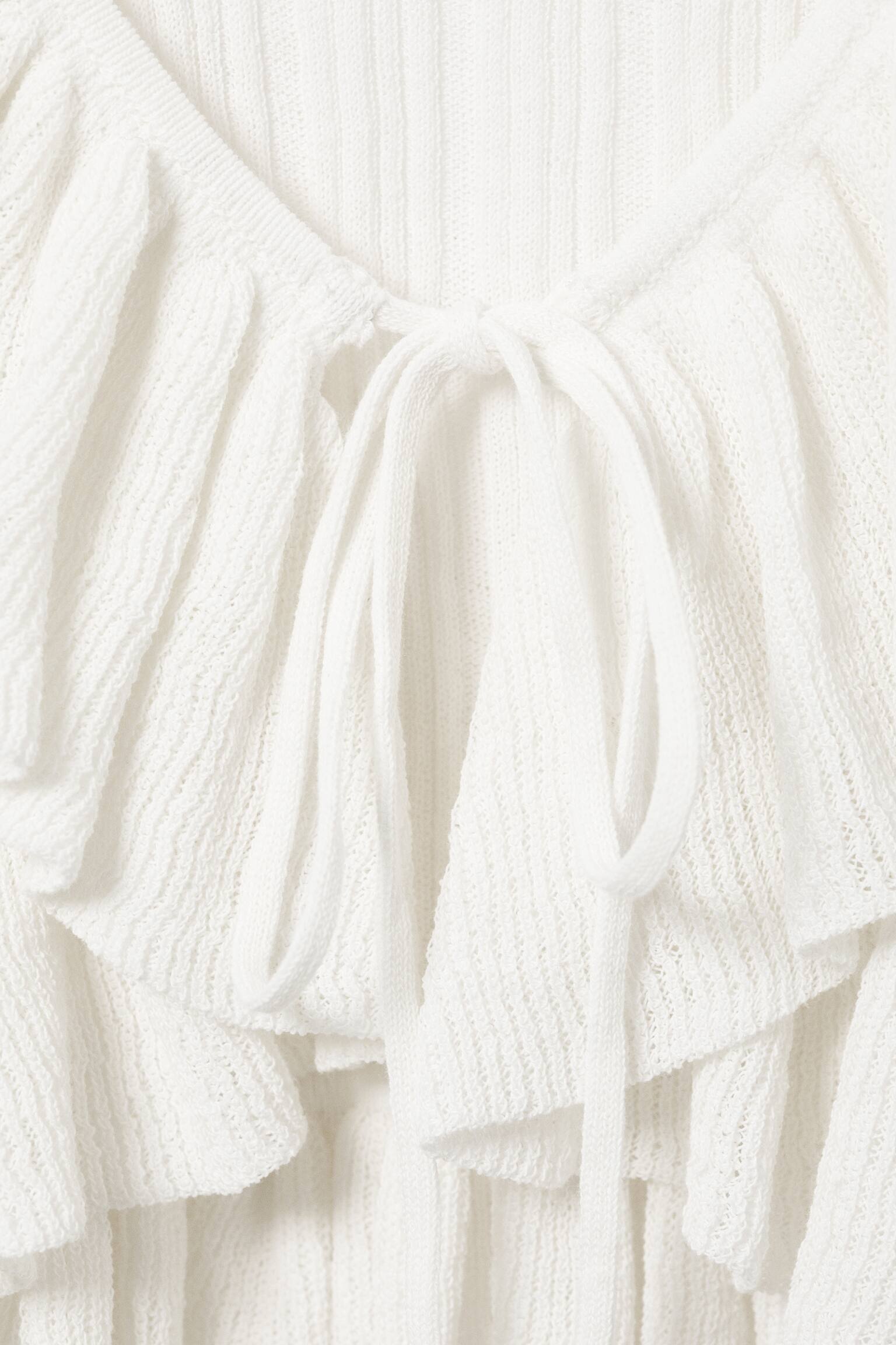 Cardigan a V con volant YULIA B - Bianco - 5