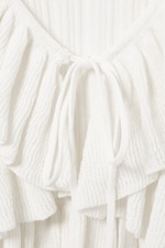 Vit - YULIA B stickad v-ringad cardigan med volang - 4