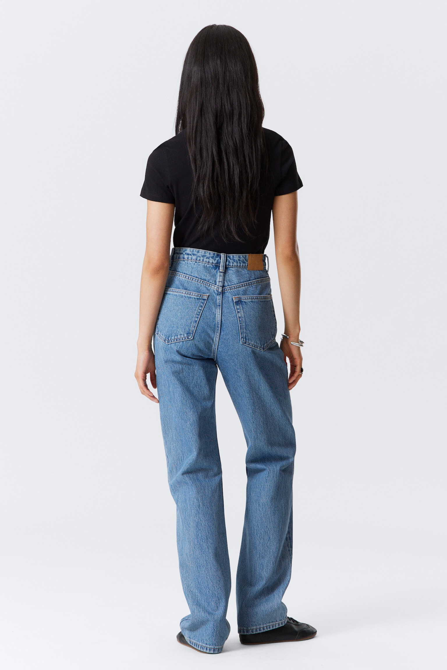Rowe Super High Waisted Regular Straight Leg Jeans - 90s Blue - Medium Blue/Compact Blue - Dark Blue/Port Blue - Light Blue/Echo Black - Black - 7
