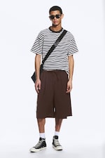 Mörkbrun - Mid Rise Loose Suiting Shorts - 0