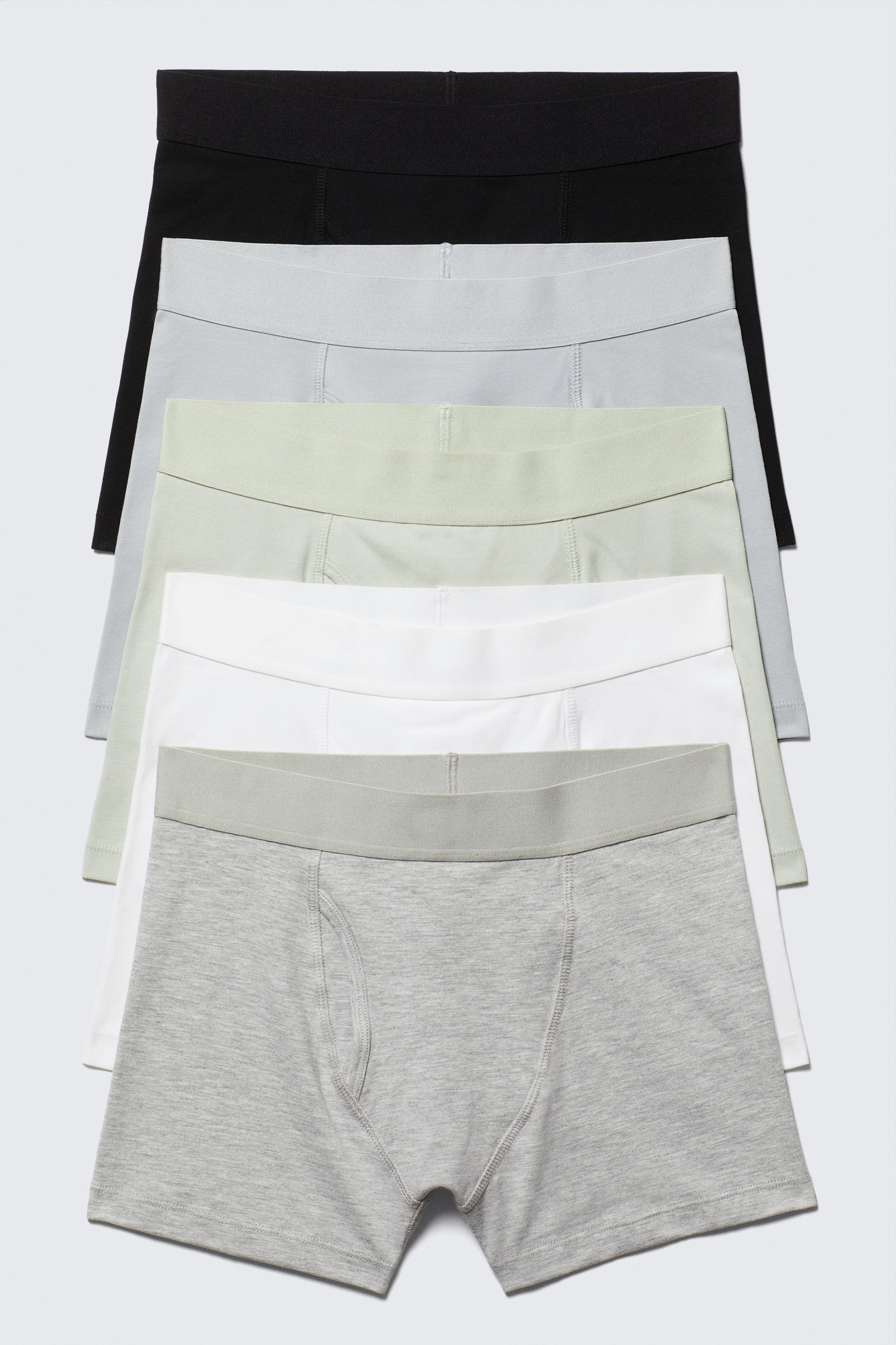 Schwarz/Blau/Grün/Weiß/Grau - Boxershorts 5er-Pack