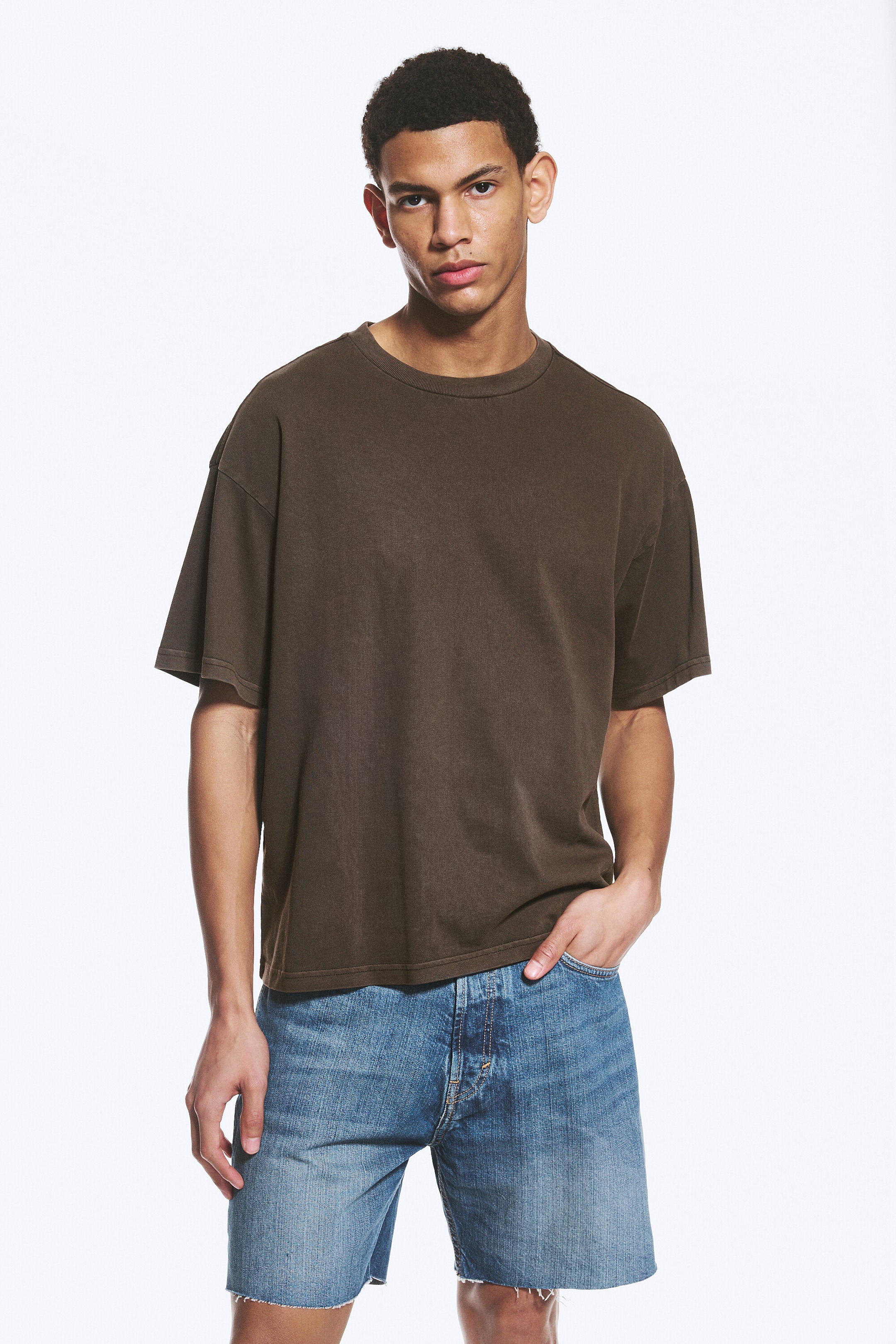 Washed Dark Brown - Loose Boxy T-shirt - 1