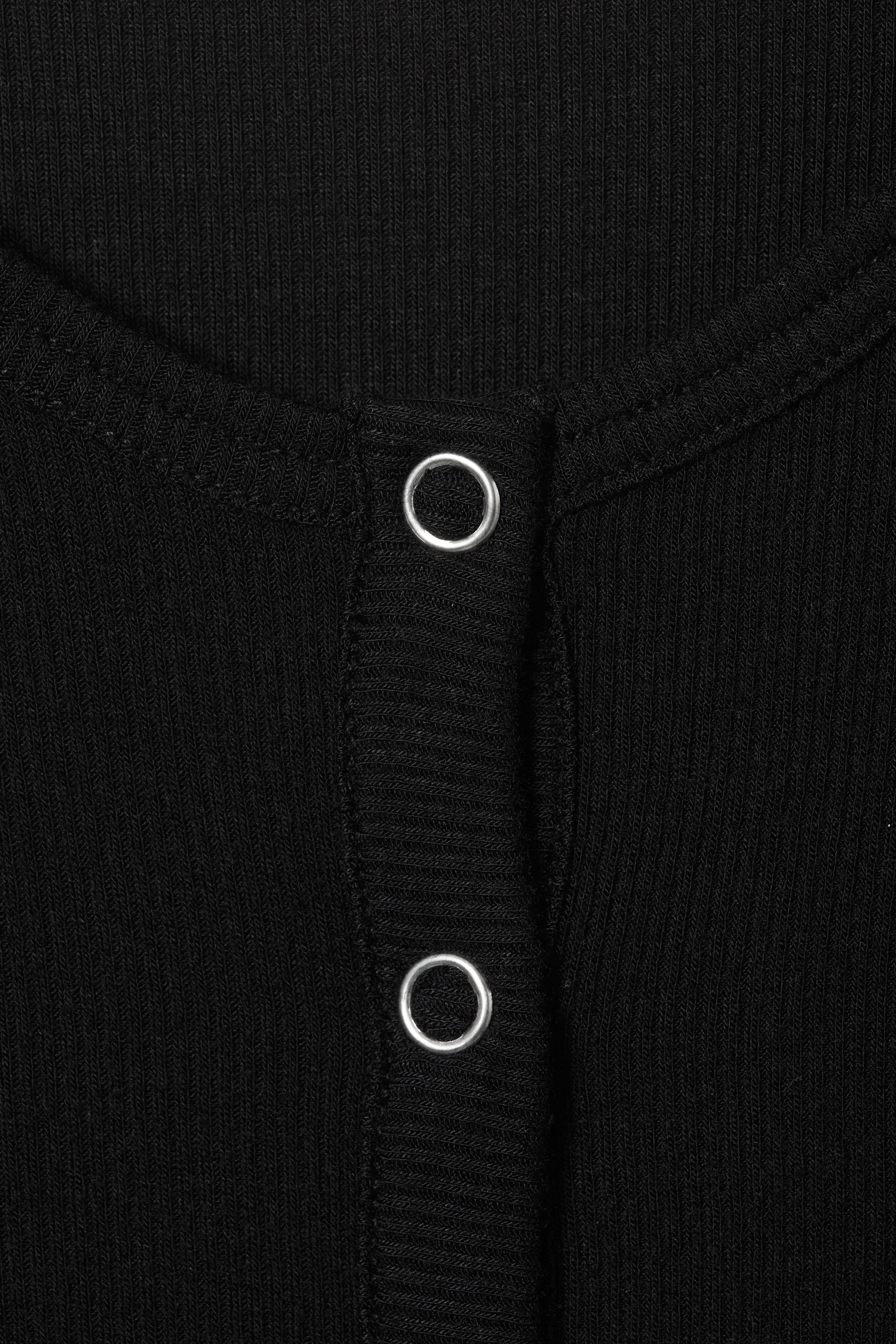 sheer rib long sleeve henley top - Black | Weekday WW