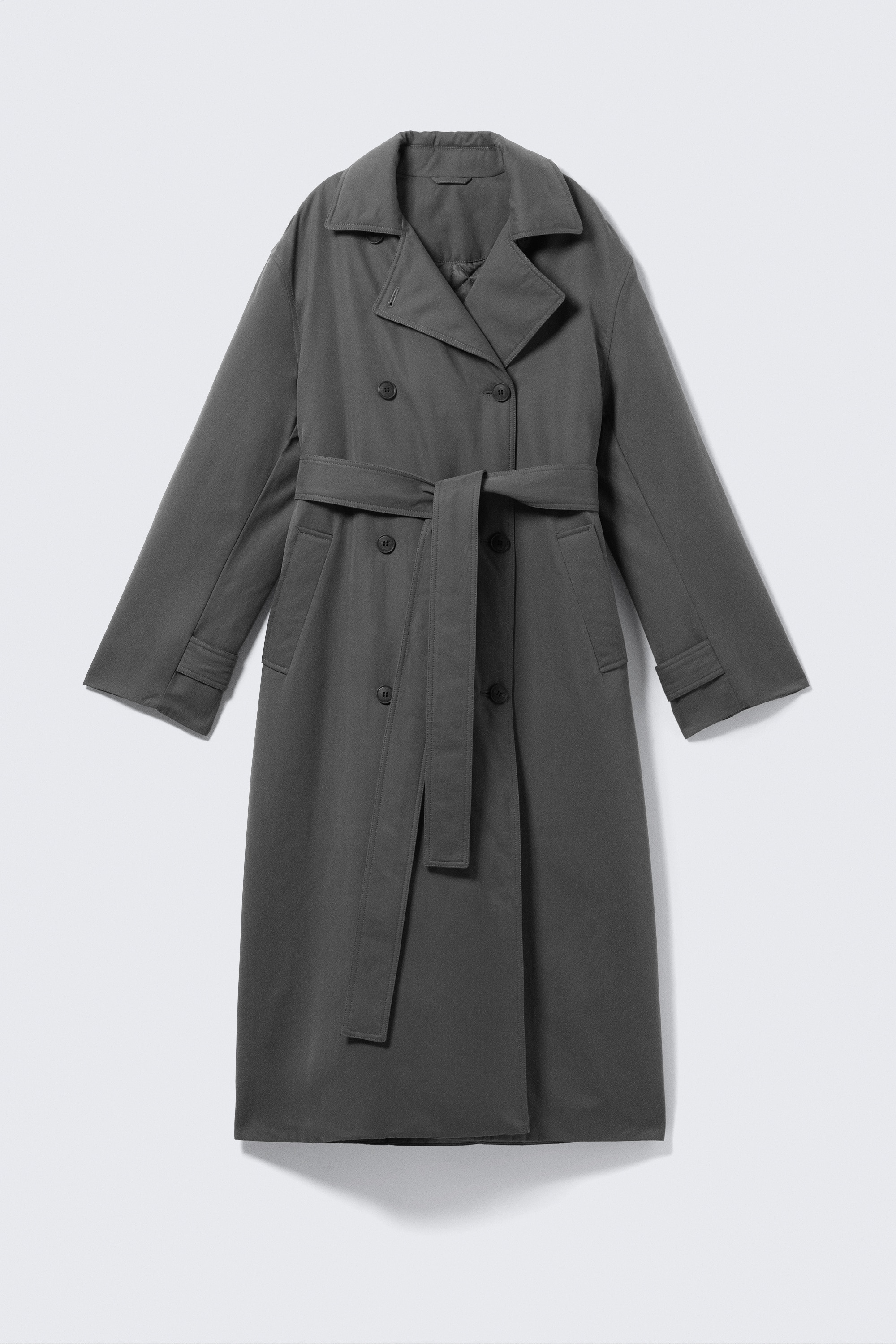 OVERSIZED PADDED TRENCH COAT - Donkergrijs