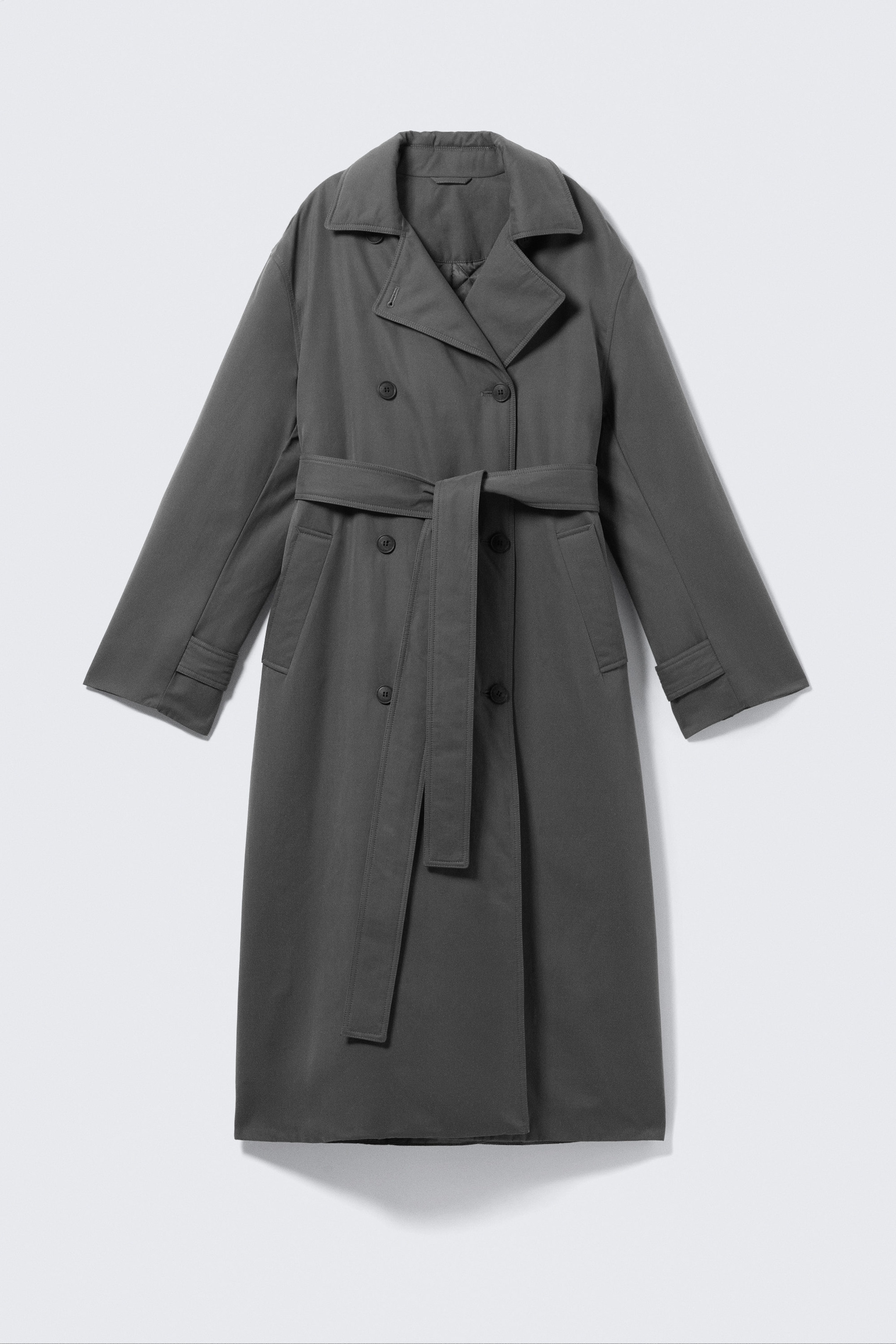 Dark Grey - OVERSIZED PADDED TRENCH COAT - 1