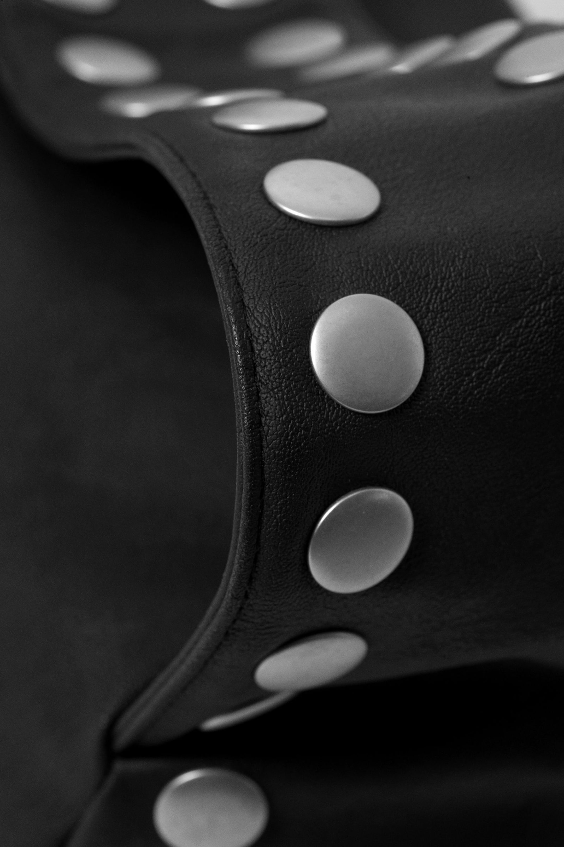 Black - Studded Faux Leather Shoulder Bag - 2