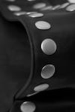 Black - Studded Faux Leather Shoulder Bag - 2