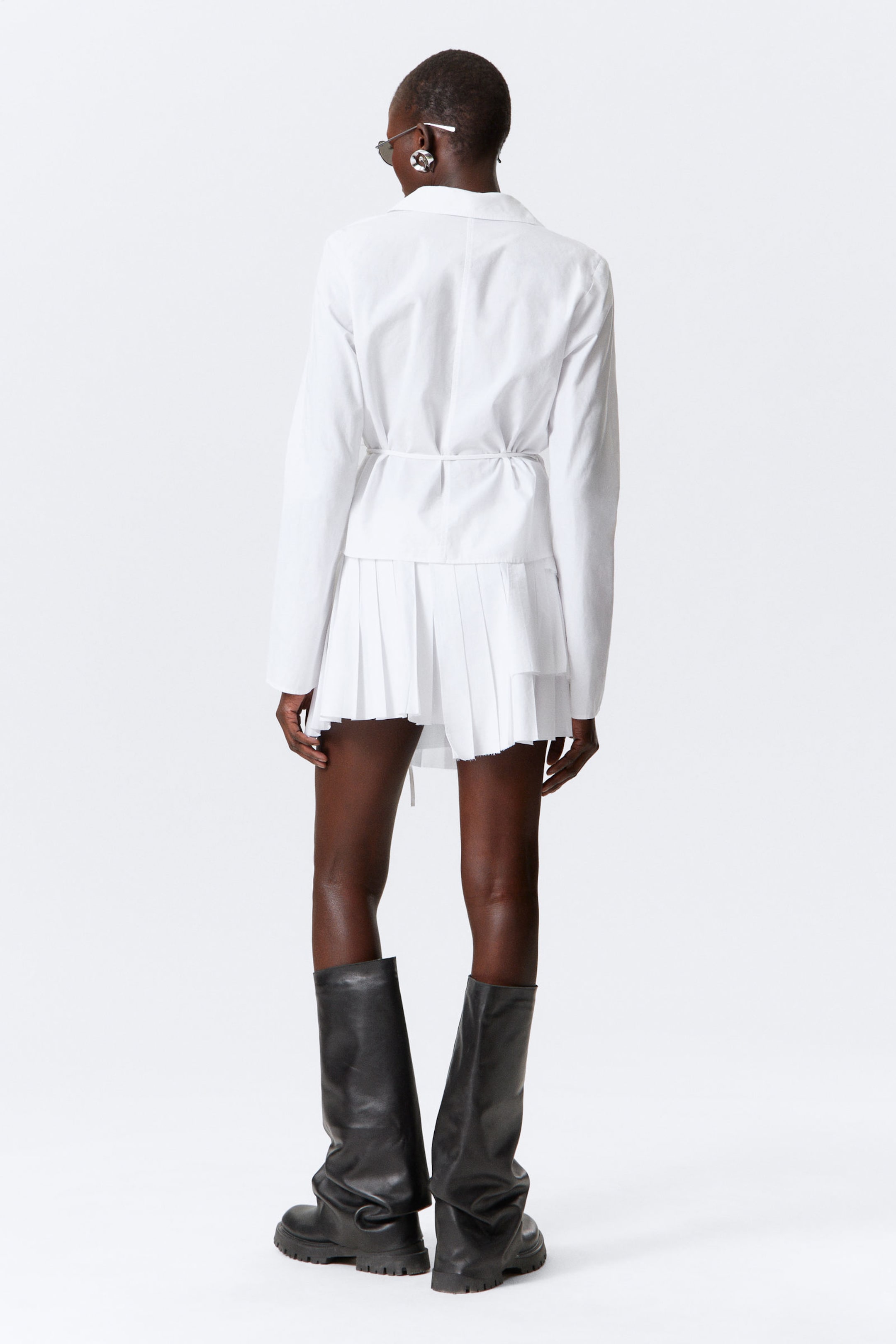 White - Long-Sleeved Wrap Poplin Shirt - 3