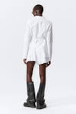 White - Long-Sleeved Wrap Poplin Shirt - 3