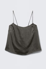 Gewaschenes Dunkelgrau - Pyjama-Top aus gewaschenem Satin - 6