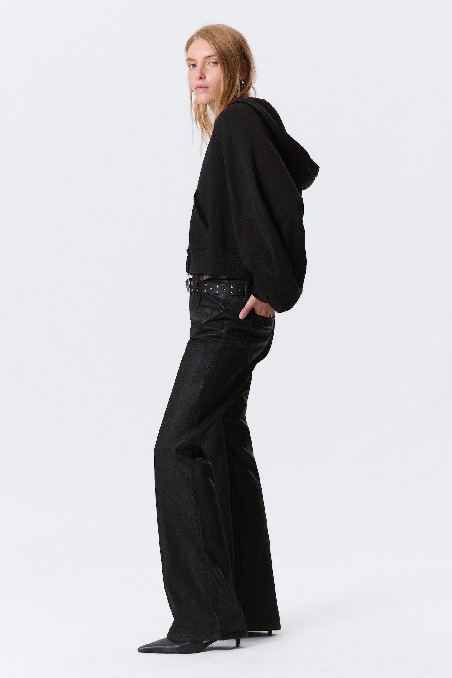 Nova Low Waist Slim Bootcut Leg Jeans - Black Coating - Svart - 3