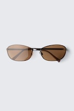 Brass - Bruna linser - Oval metallram unisex solglasögon - 2