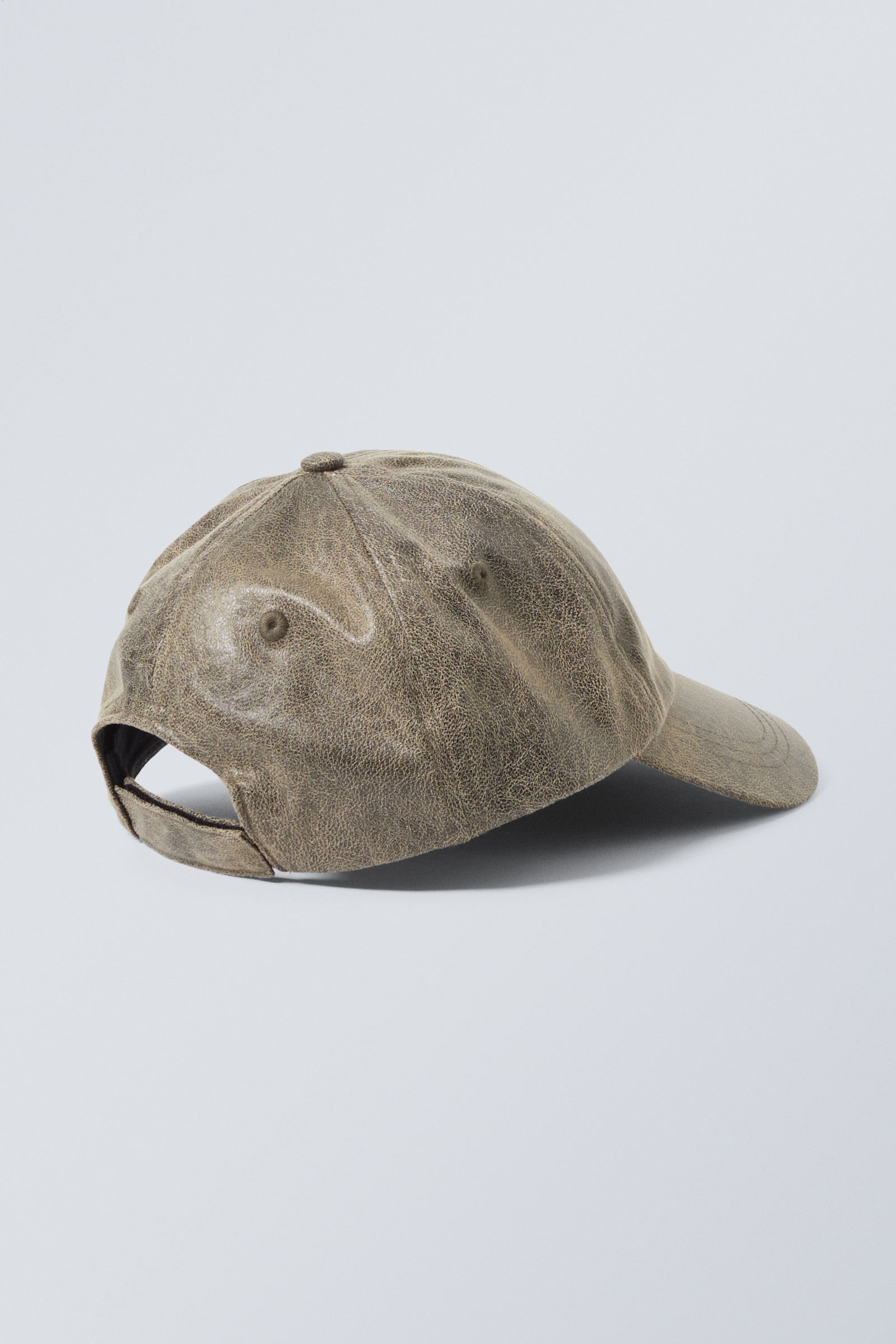 Black - Faux Leather Cap - 2
