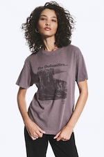 Dusty Plum - Mountain Print - Graphic Printed Short-sleeved T-shirt - 2