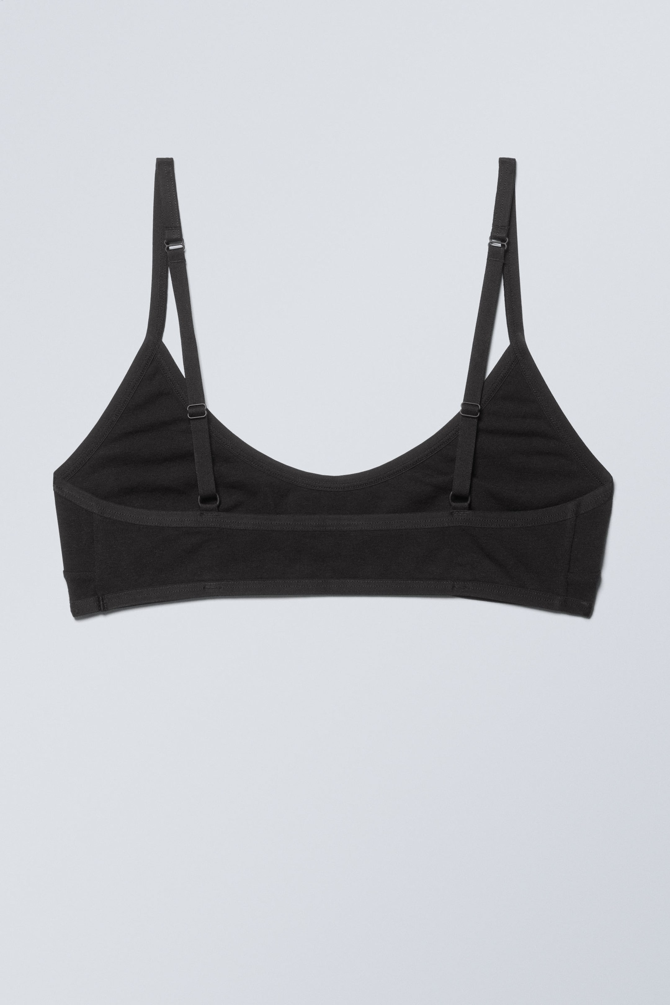 Black - Inez Scooped Cotton Bralette - 2