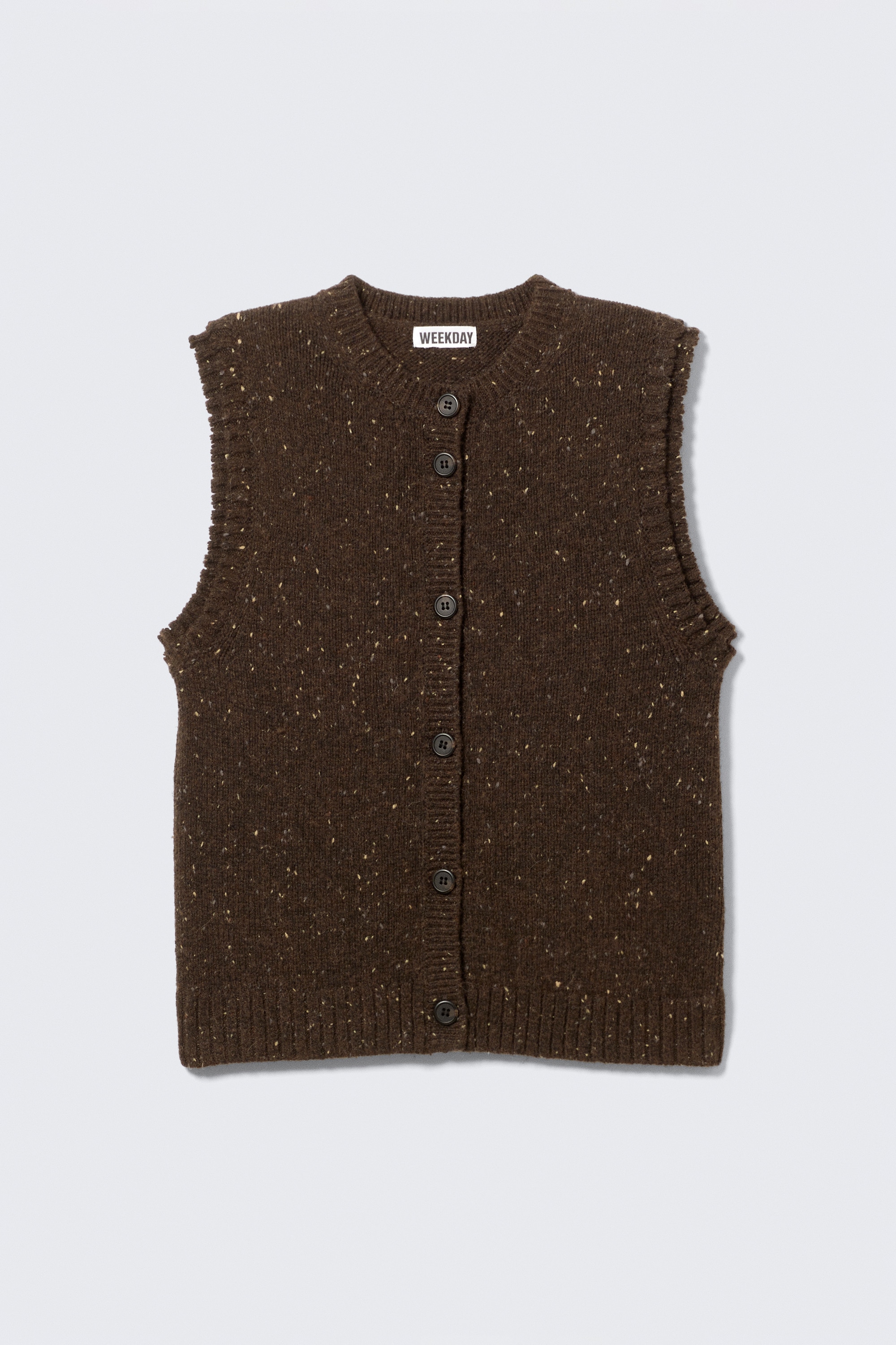 Dzianinowy bezrękawnik z domieszką wełny - Dark Brown Melange